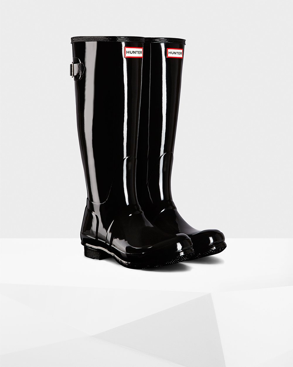 Galochas Altas Hunter Feminina Pretas - Original Back Adjustable Gloss - 62PXADTIC